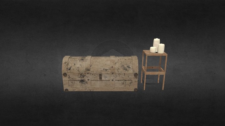 Chest, candle and table model 3D Model