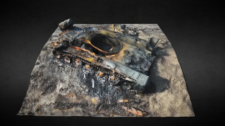ukraine war destroyed tank by atgm 3D Model