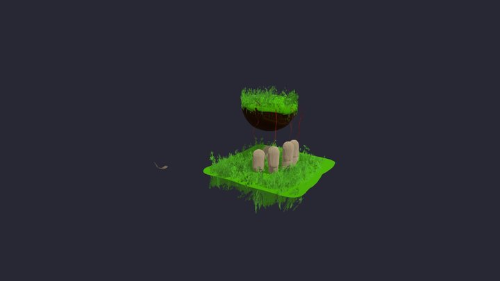 Hand with floating island 3D Model