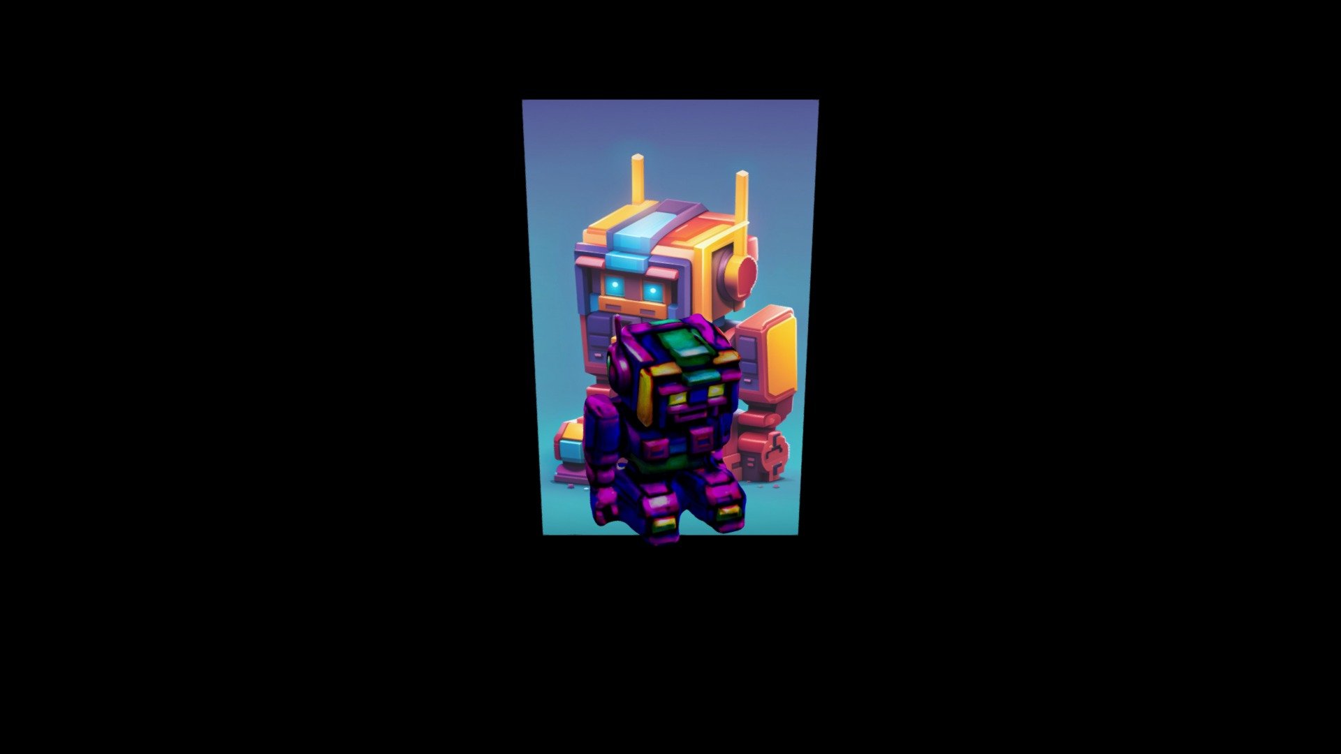a of a robot with a computer on it, retrowave c - Download Free 3D ...