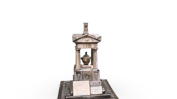Funeral monument with urn and columns 3D Model