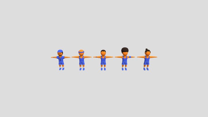 Basketball Characters - Stickman 3D Model