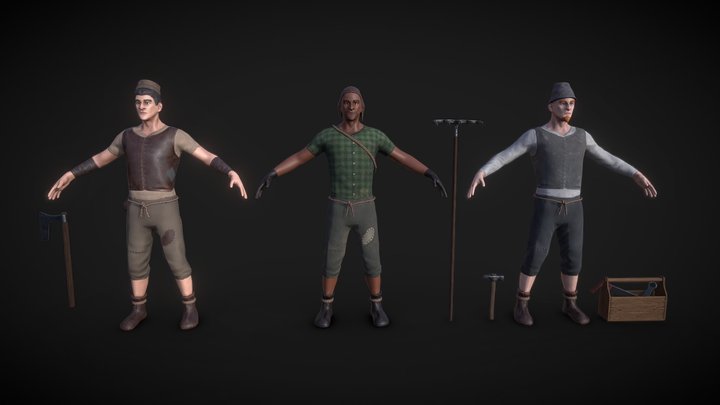 Farmers pack Low-Poly 3D Model