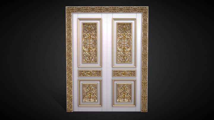 Oriental Carved Door 3D Model