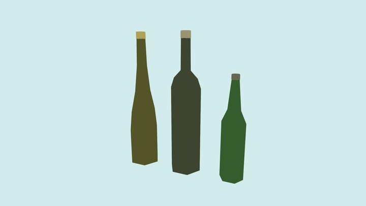 Low Poly Game Asset Bottles 3D Model