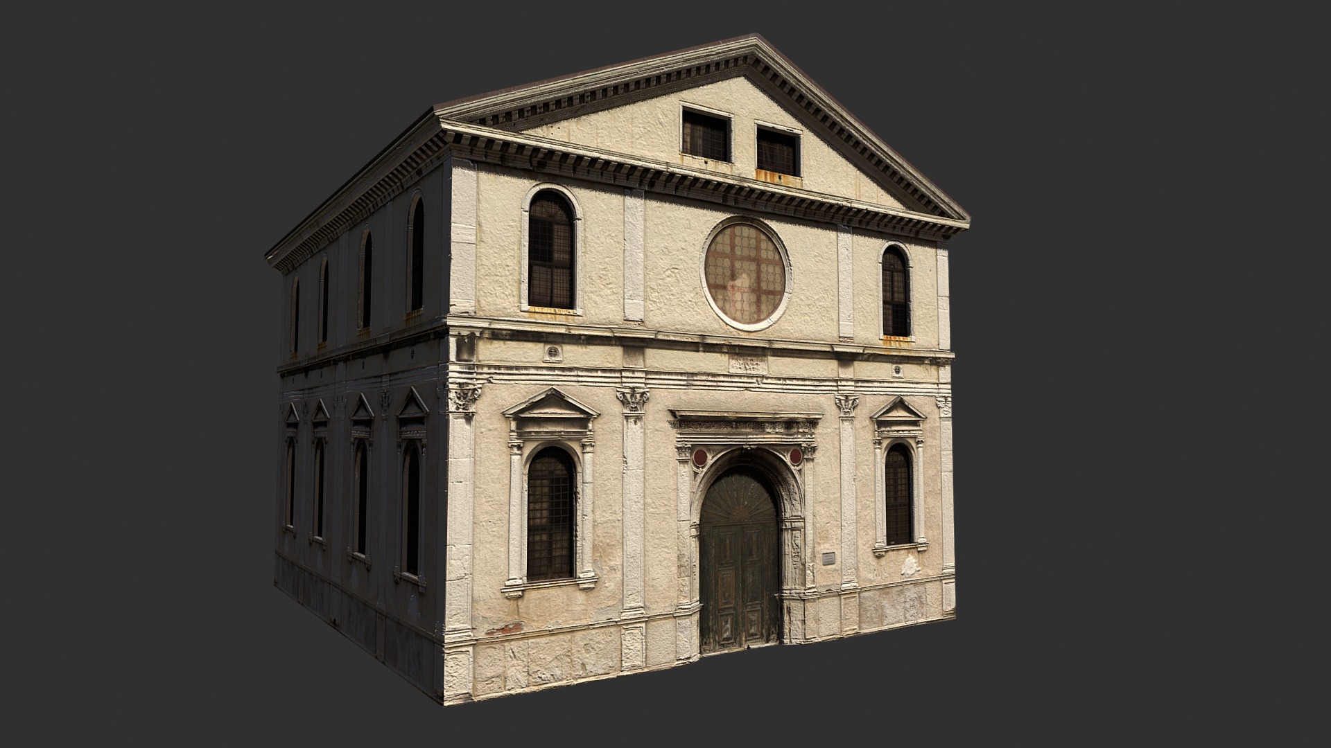3D model Church Low Poly 3d Model - This is a 3D model of the Church Low Poly 3d Model. The 3D model is about a building with a round window.