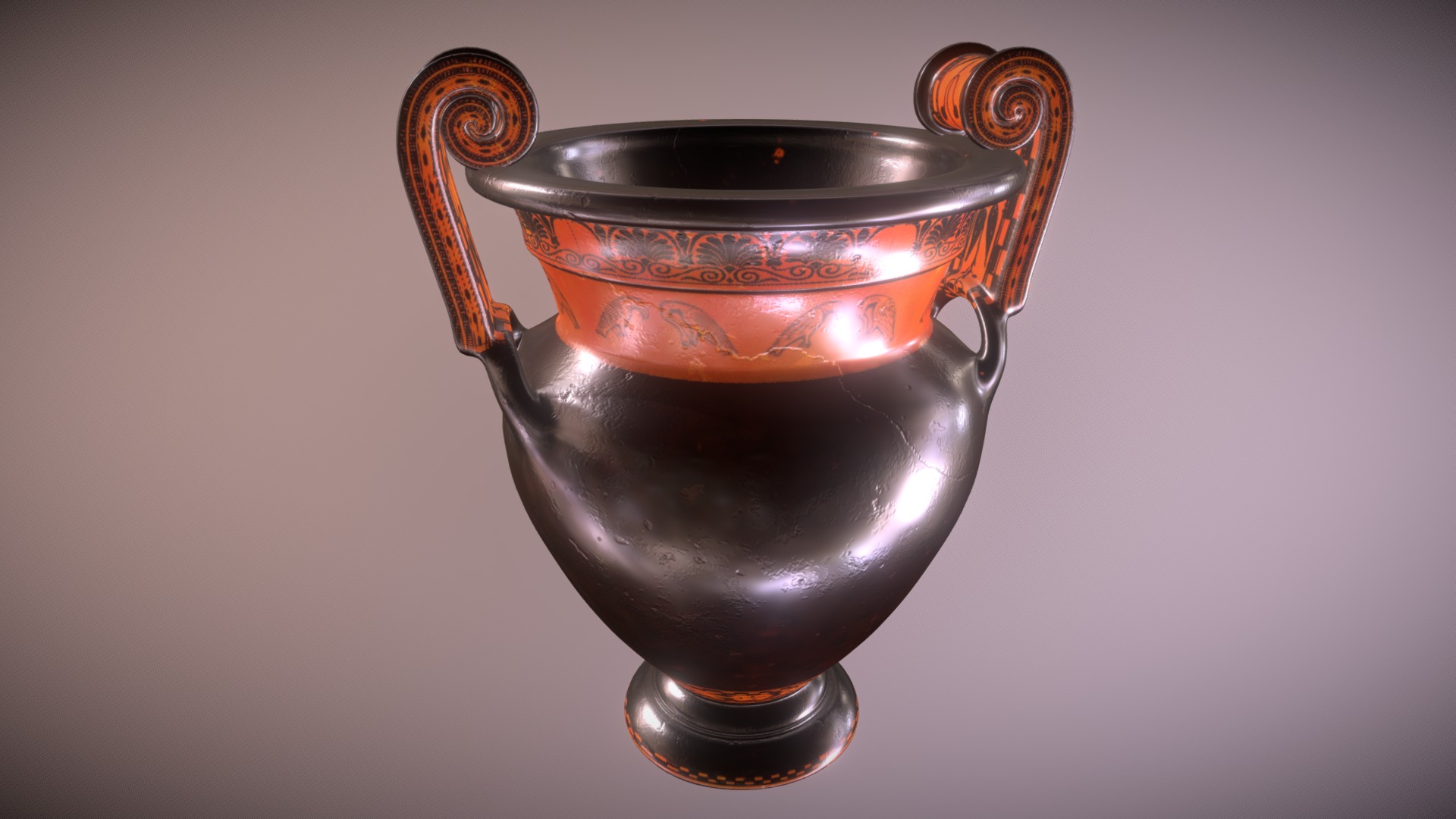 3D model Volute Krater - This is a 3D model of the Volute Krater. The 3D model is about a brown vase with a handle.