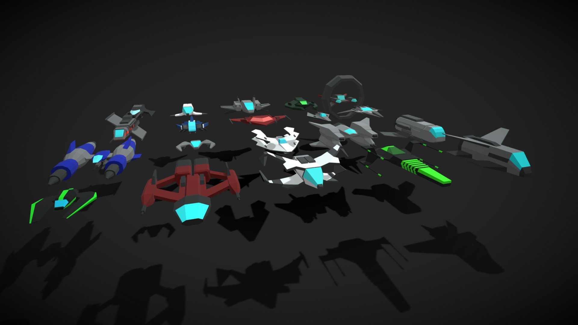 Spaceship Set Lowpoly Comic Style — Sketchfab embed 3D viewer