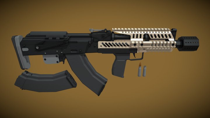 low-poly AK-104 Kochevnik – Free 3D Model STL