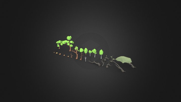Low Poly Trees Pack 01 Game Ready 3D Model