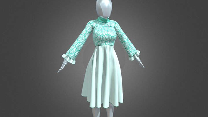 Silk Dress. Codename "Emerald Hexagon" 3D Model