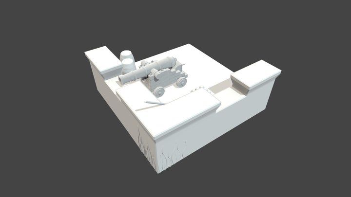 Cannon with Environment Bake 3D Model
