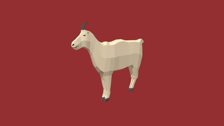 Low Poly Mountain Goat 3D Model