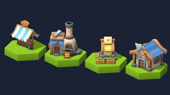 Casual Village Buildings Pack 3D Model