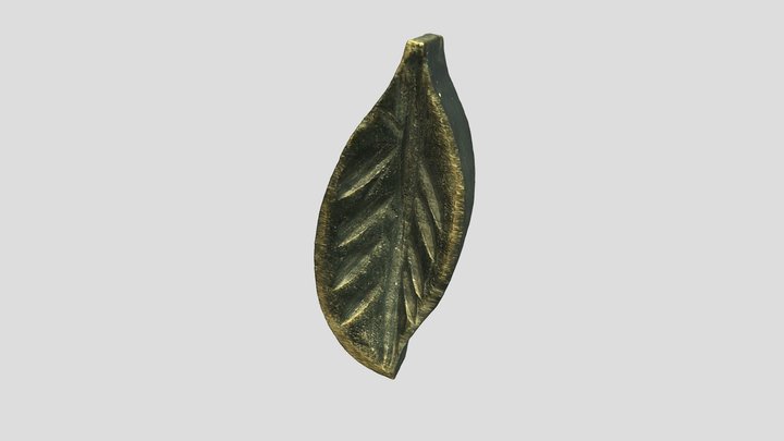 Wood Ebony Leaf Button 3D Model