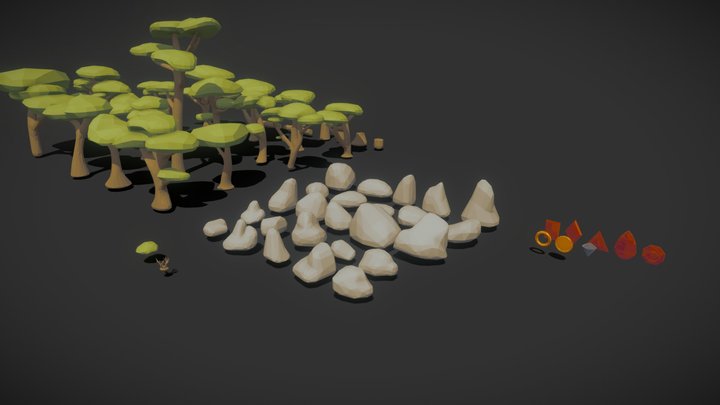 Savannah Based Low poly Game Assets 3D Model