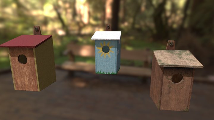 Nesting Boxes (low poly, retextured) 3D Model