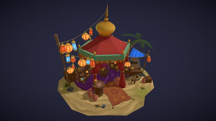 DAE Bazaar - Lantern Vendor Tent 3D Model