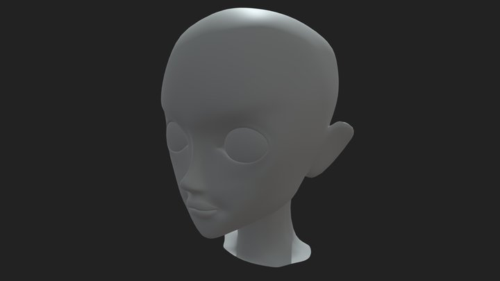 Semi-Lowpoly Anime Girl Head Basemodel 3D Model