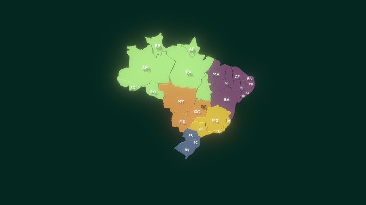 Estados Brasileiros e suas regiões 3D Model