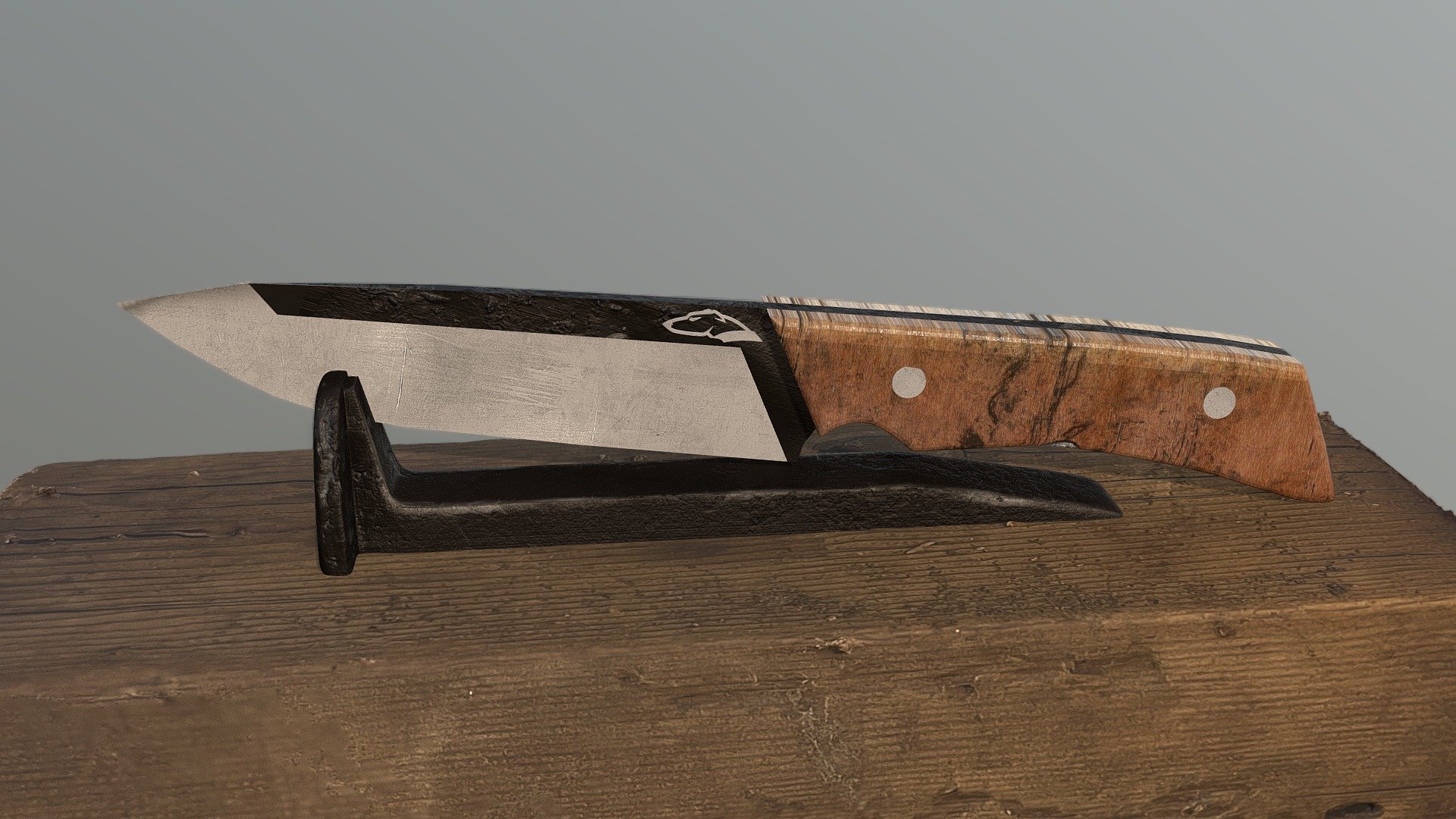 Custom Knife on Rail Spike Stand