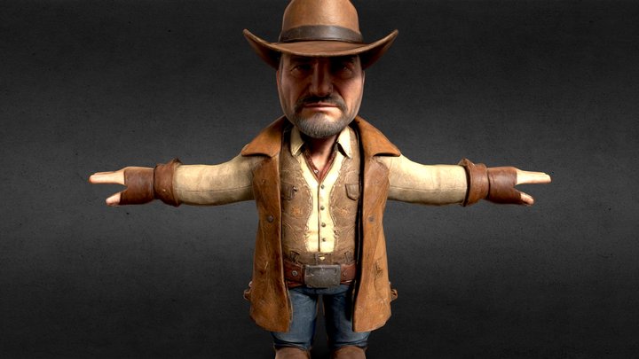 Cowboy character in a T-pose, cartoonish – Modello 3D gratuito STL