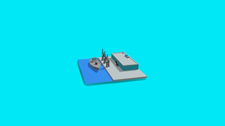 Crane And Boat 3D Model