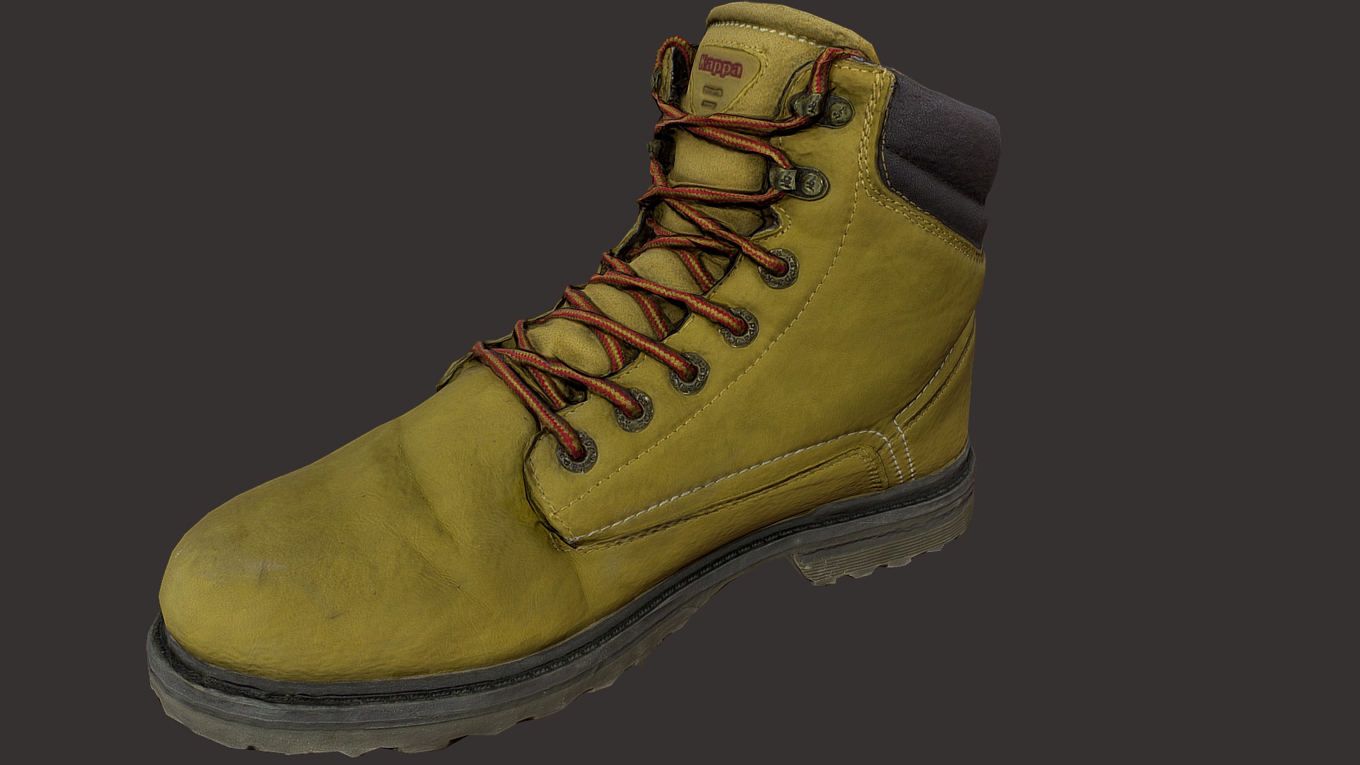 3D model Boot low poly - This is a 3D model of the Boot low poly. The 3D model is about a brown and orange shoe.