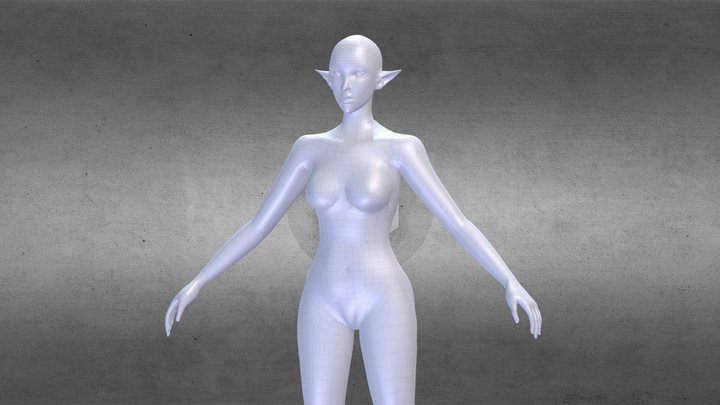 Retopology - Female Elf 3D Model