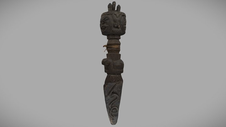 Dhãmi-jhãkrî carved tapered handle 3D Model