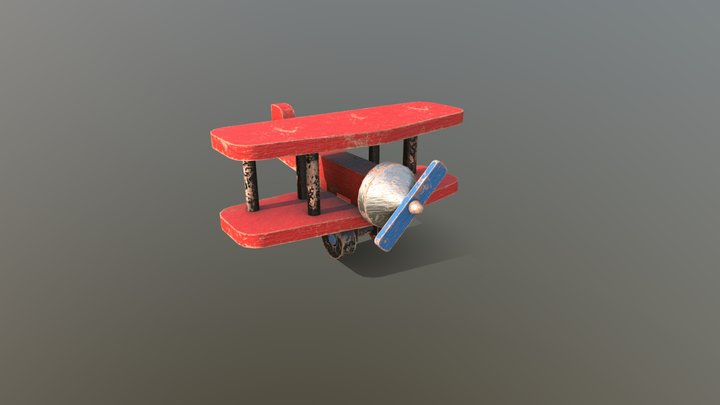 Wooden Toy Plane 3D Model