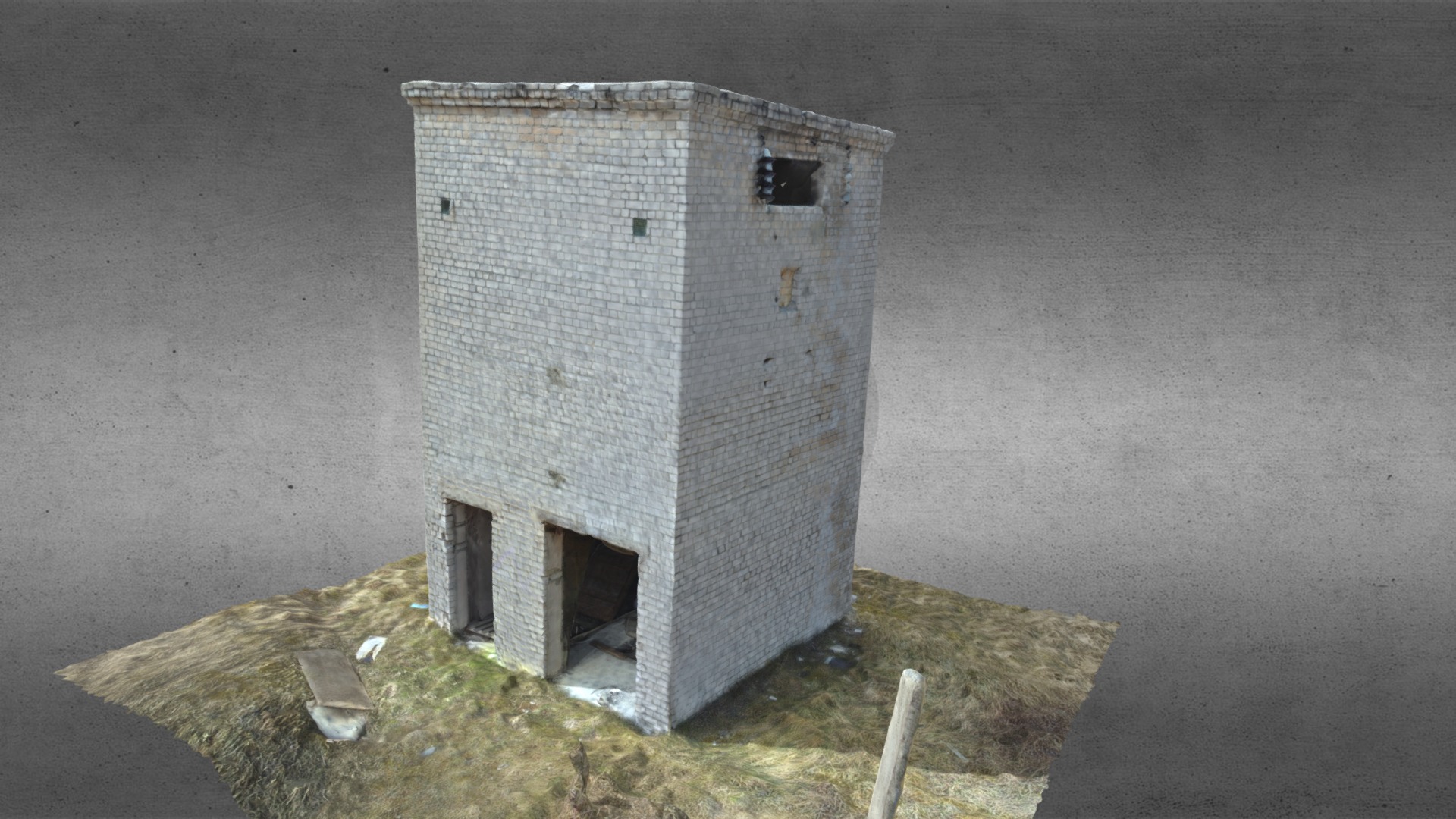 3D model Tall Brick Building - This is a 3D model of the Tall Brick Building. The 3D model is about a stone building with windows.
