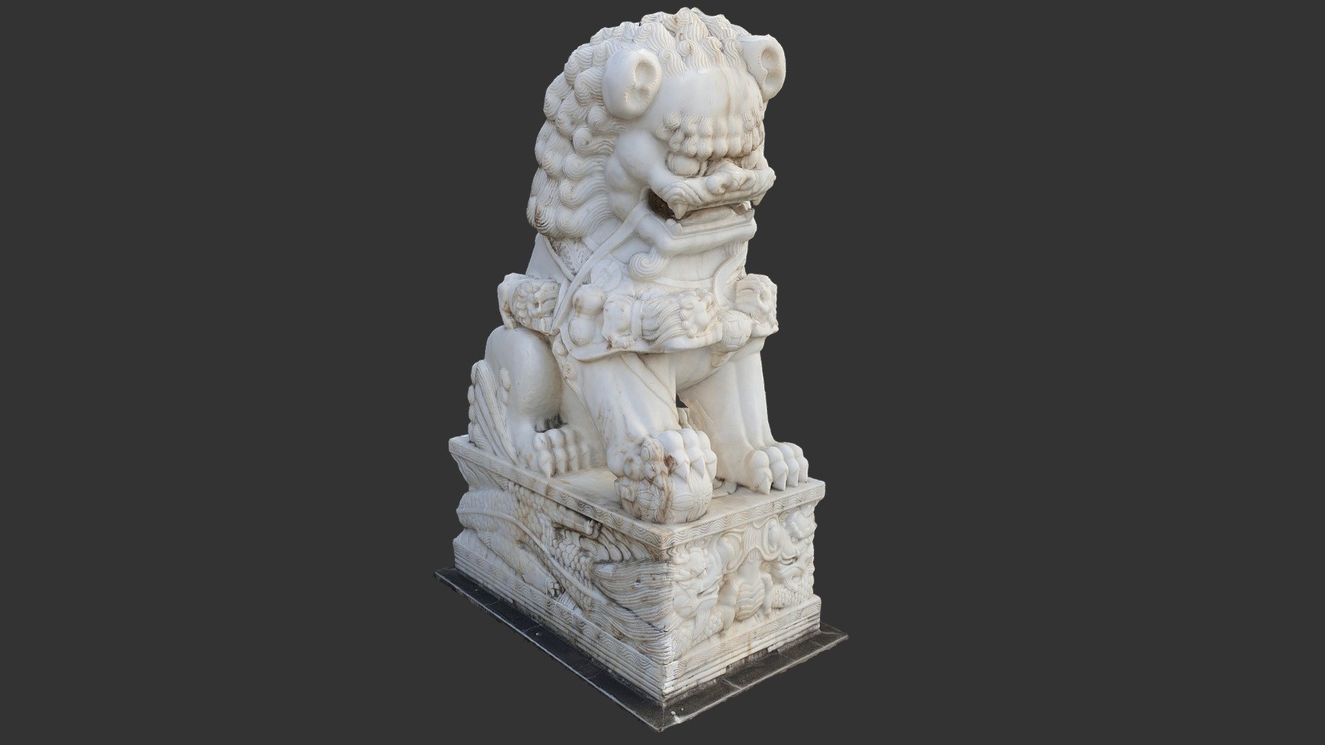 Marble lion from Buddhist temple entrance