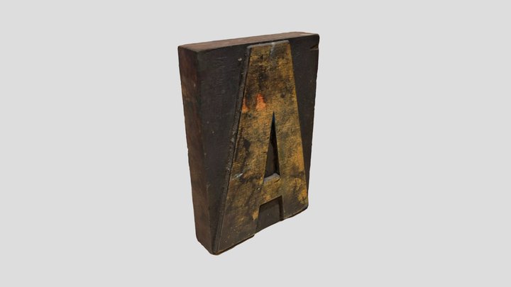 Capital ‘A’ woodblock 3D Model