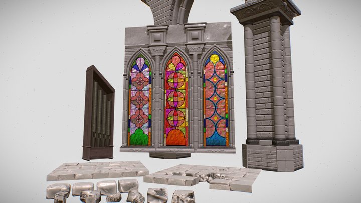 Gothic Cathedral Game Props 3D Model