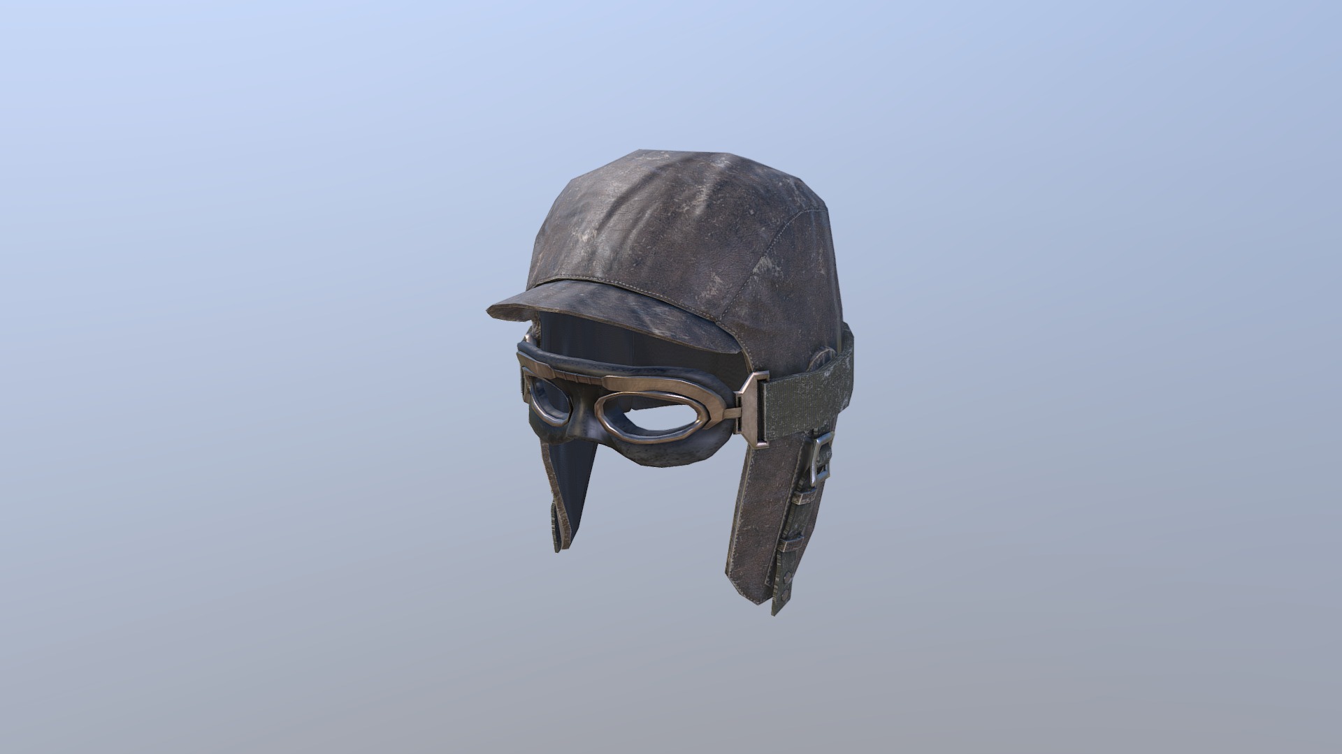3D model Aviator Set (hat and goggles) Game ready model - This is a 3D model of the Aviator Set (hat and goggles) Game ready model. The 3D model is about a black mask with a black face.
