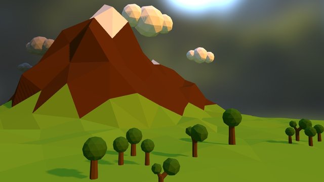 Low Poly Mountain scene 3D Model
