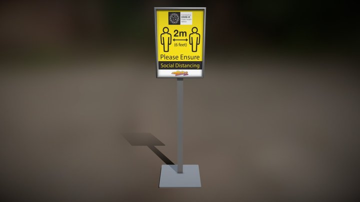 Covid-19 Social Distancing sign 3D Model