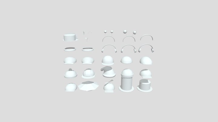 Hats, caps and accessories Lowpoly 3D Model