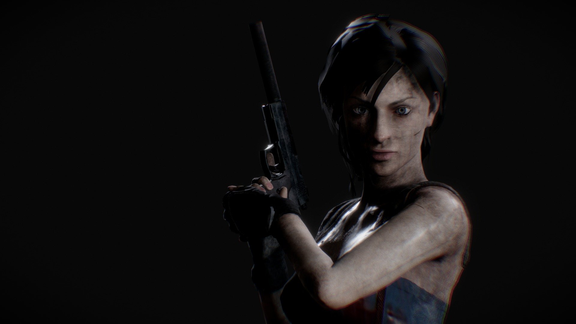 STL file Jill Valentine Residual Evil 3 Remake with 2 bases 👧・3D