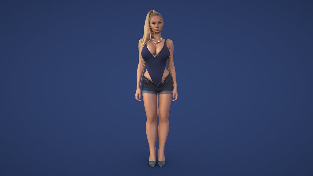 Starfish Necklace Blue Bodysuit Portrait