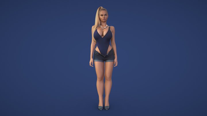 Starfish Necklace Blue Bodysuit Portrait