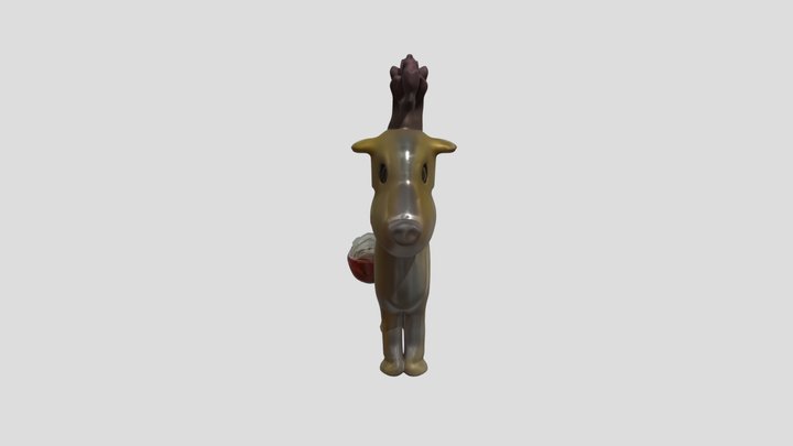 Toy reindeer with basket 3D Model