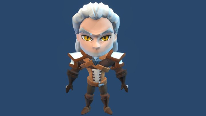 Geralt of Rivia in a Chibi Style 3D Model