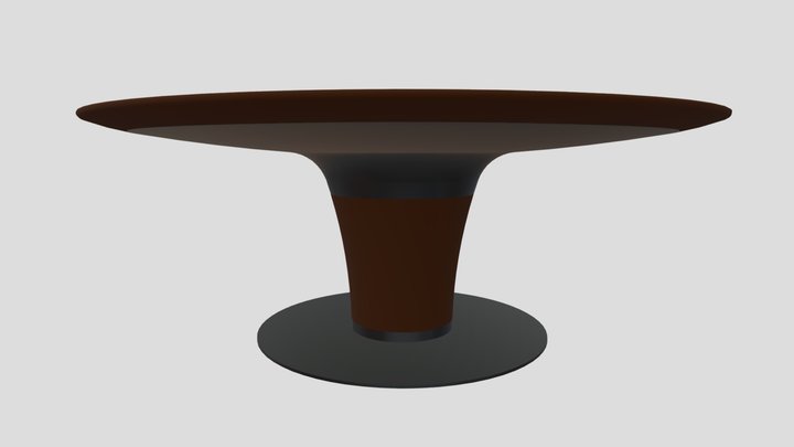 80 IN ROUND WALNUT TABLE 3D Model
