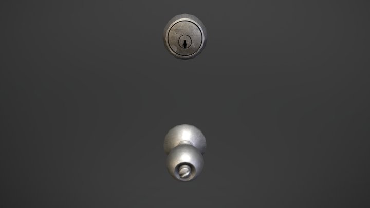 Metal Door Knob with Deadbolt Lock 3D Model