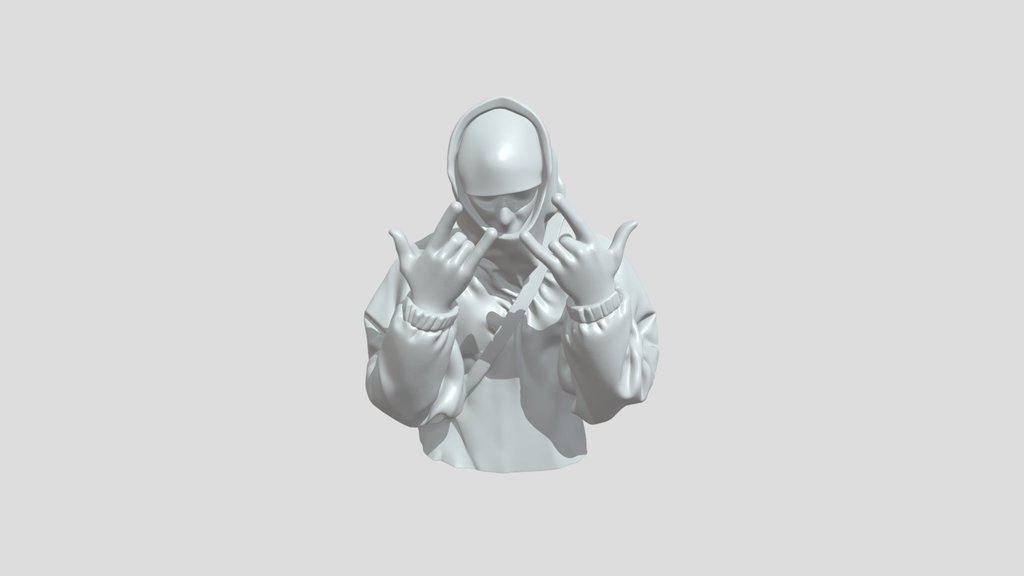Hooded figure making hand gestures