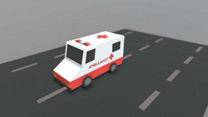 Poly Ambulance: Made with blender 3D Model
