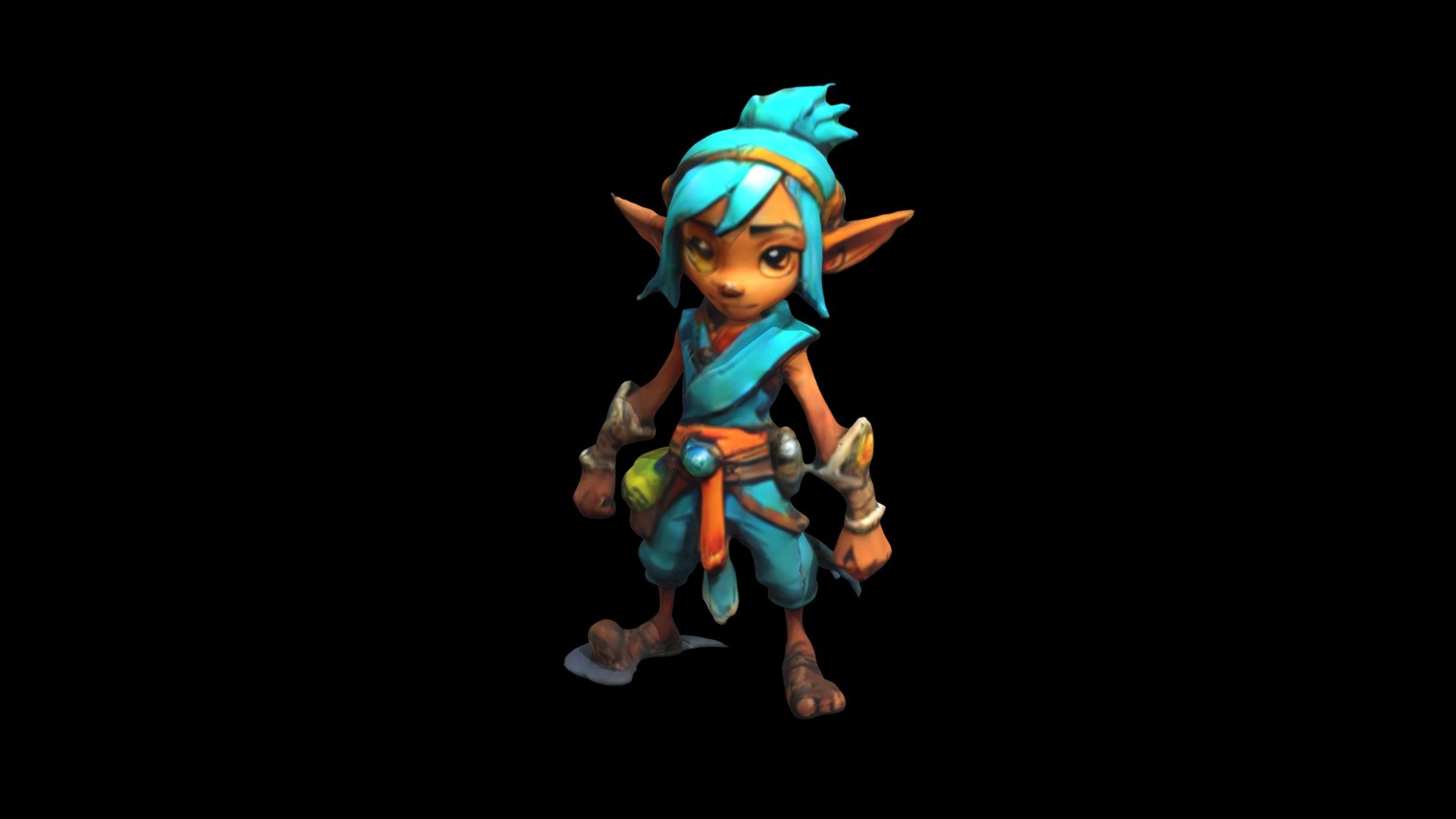a cartoon character with blue hair and brown - Download Free 3D model ...