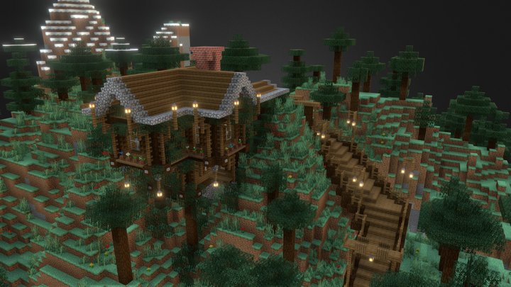 Minecraft Taiga House 3D Model
